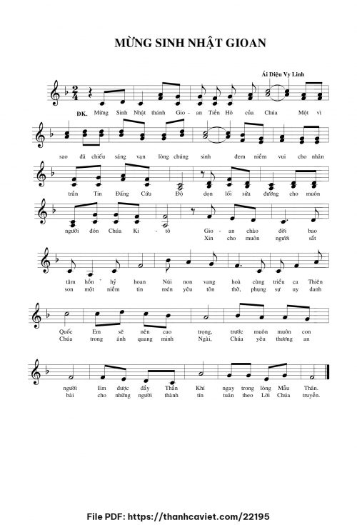 Mừng Sinh Nhật Gioan - Sr. Ái Diệu Vy Linh - trang 1