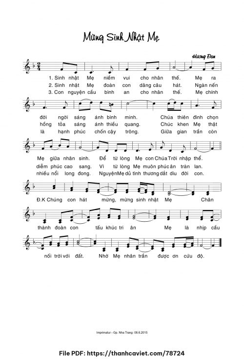 Mừng Sinh Nhật Mẹ - Sr. Hương Đan - trang 1