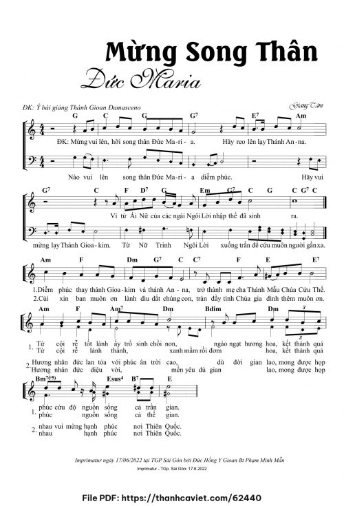 Mừng song thân Đức Maria - Lm. Giang Tâm - trang 1