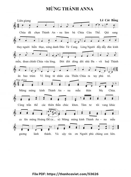 Mừng Thánh Anna - Lê Cát Bằng - trang 1