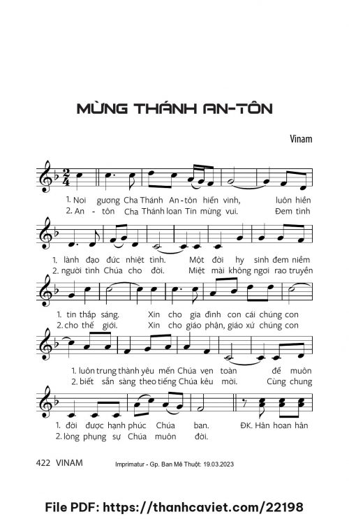 Mừng Thánh Antôn - Vinam - trang 1