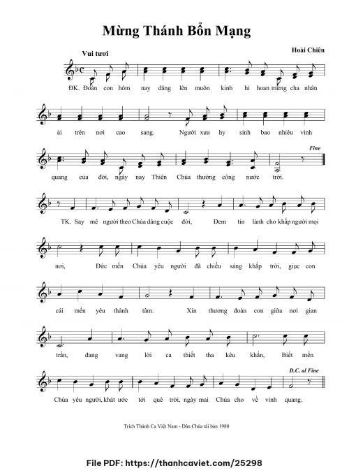 Mừng Thánh bổn mạng - Hoài Chiên - trang 1