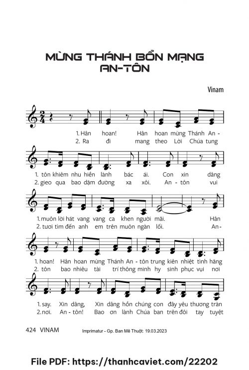 Mừng Thánh bổn mạng Antôn - Vinam - trang 1