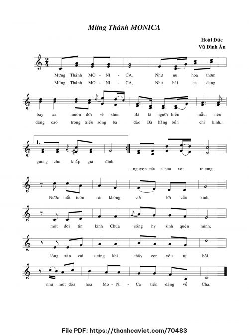 Mừng Thánh Monica - Lm. Hoài Đức - Vũ Đình Ân - trang 1