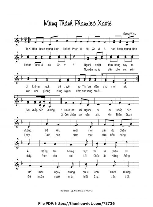 Mừng Thánh Phanxicô Xaviê - Sr. Hương Đan - trang 1