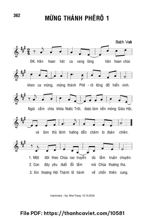 Mừng Thánh Phêrô 1 - Lm. Bạch Vân - trang 1