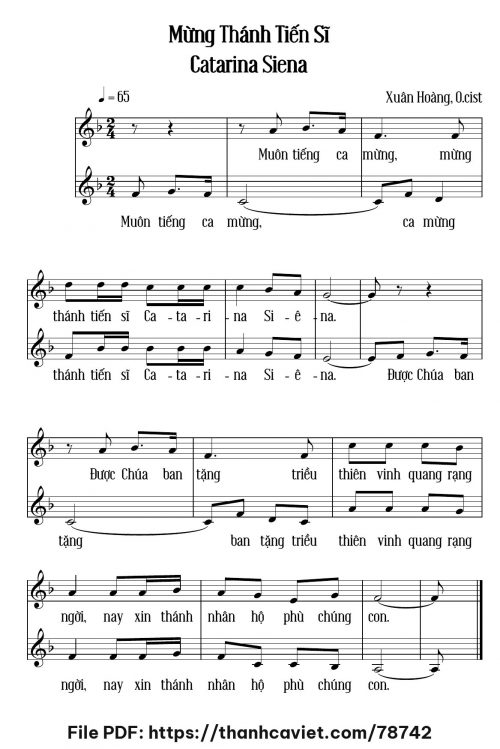 Mừng Thánh Tiến Sỹ Catarina Siena - Xuân Hoàng, O.Cist - trang 1