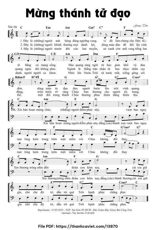 Mừng Thánh Tử Đạo - Lm. Giang Tâm - trang 1