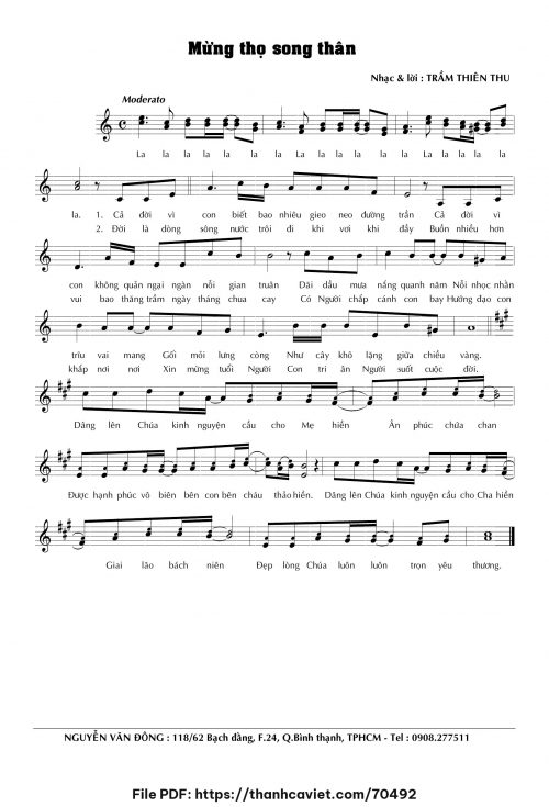 Mừng thọ song thân - Trầm Thiên Thu - trang 1