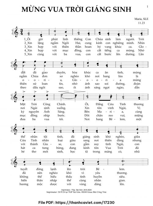 Mừng Vua Trời Giáng Sinh - Sr. Maria, SLE - trang 1