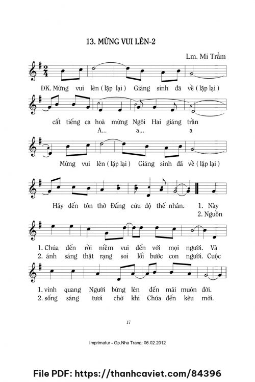 Mừng vui lên 2 - Lm. Mi Trầm - trang 1
