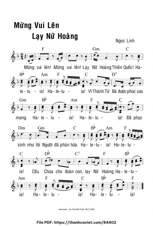 Mừng vui lên lạy Nữ Hoàng - Ngọc Linh - trang 1