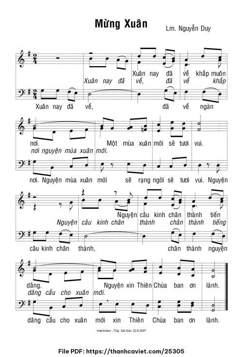 Mừng xuân - Lm. Nguyễn Duy - trang 1