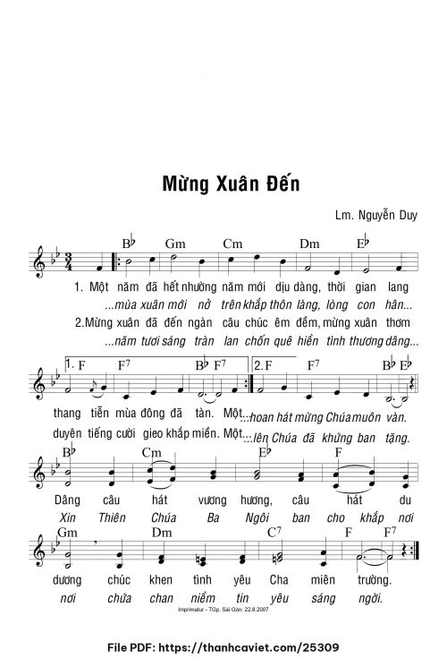 Mừng xuân đến - Lm. Nguyễn Duy - trang 1