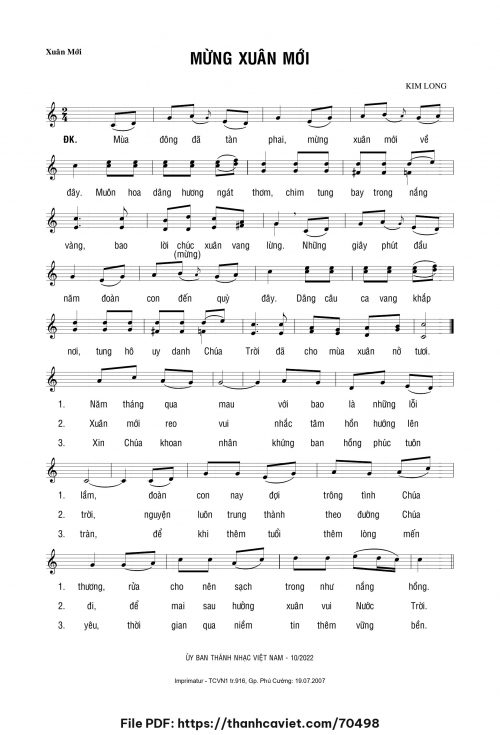 Mừng Xuân mới - Lm. Kim Long - trang 1