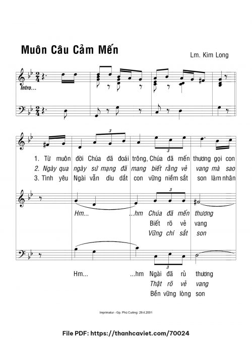 Muôn câu cảm mến - Lm. Kim Long - trang 1