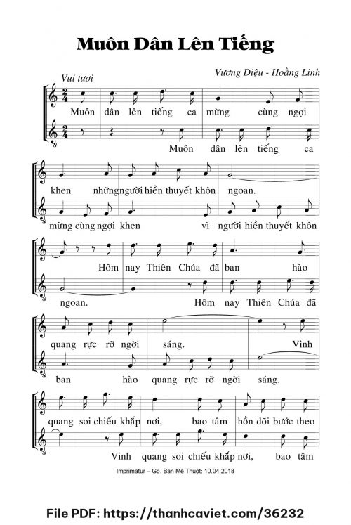 Muôn dân lên tiếng - Lm. Vương Diệu - Hoằng Linh - trang 1
