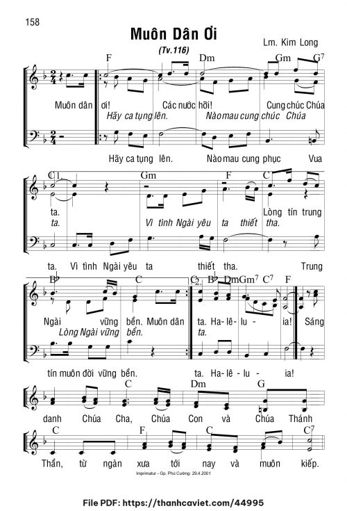 Muôn dân ơi - Lm. Kim Long - trang 1