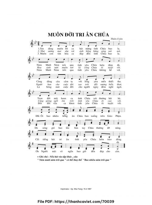 Muôn đời tri ân Chúa - Sr. Thiên Uyên - trang 1