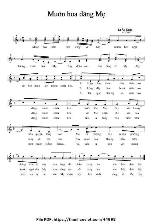 Muôn hoa dâng Mẹ - Lê Ân Thiên - trang 1