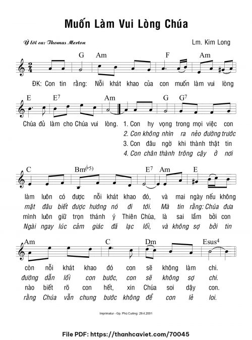 Muốn làm vui lòng Chúa - Lm. Kim Long - trang 1