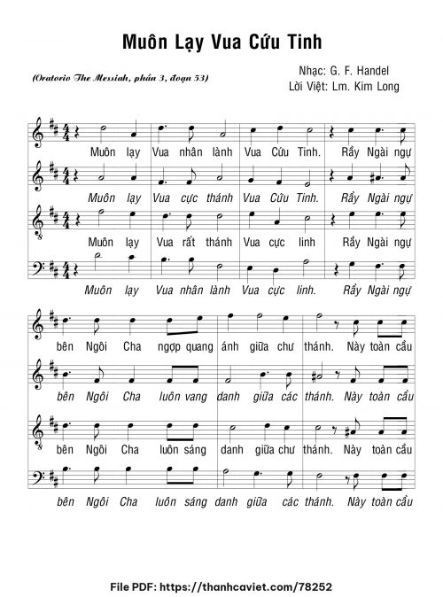 Muôn lạy Đấng Cứu Tinh - G.F.Handel - Lm. Kim Long - trang 1