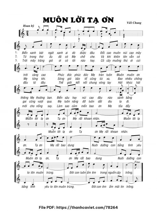 Muôn lời tạ ơn - Viết Chung - trang 1
