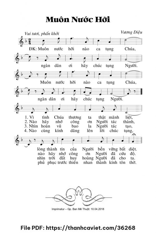 Muôn nước hỡi - Lm. Vương Diệu - trang 1