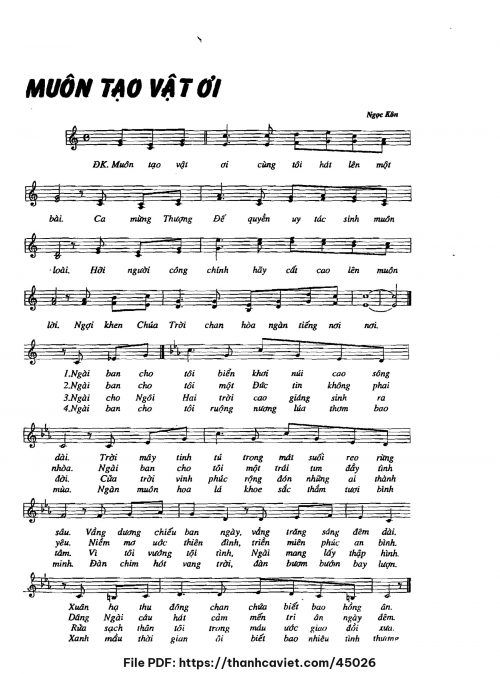Muôn tạo vật ơi - Ngọc Kôn - trang 1