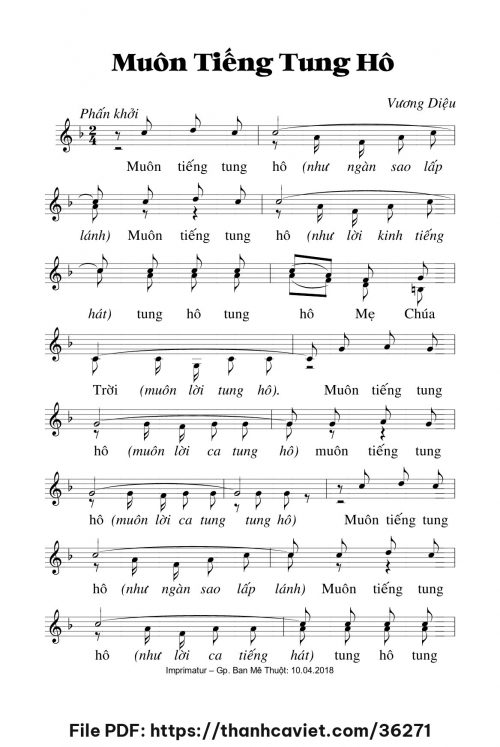 Muôn tiếng tung hô - Lm. Vương Diệu - trang 1