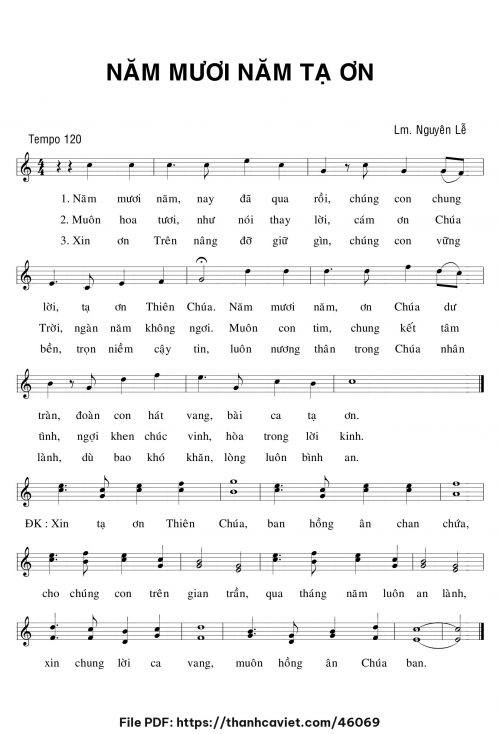 Năm mươi năm tạ ơn - Lm. Nguyên Lễ - trang 1