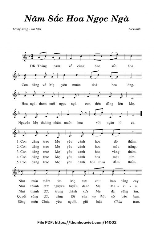 Năm sắc hoa ngọc ngà - Lữ Hành - trang 1