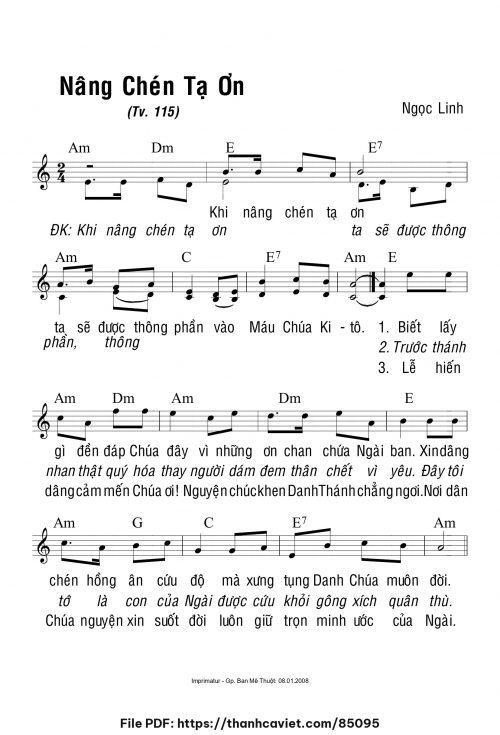 Nâng chén tạ ơn - Ngọc Linh - trang 1