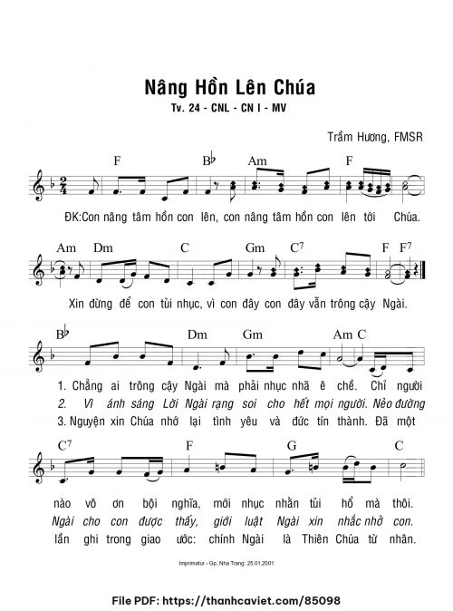 Nâng hồn lên Chúa - Sr. Trầm Hương - trang 1