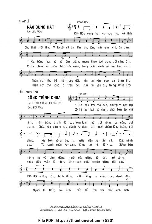 Nào cùng hát - Lm. Bùi Ninh - trang 1