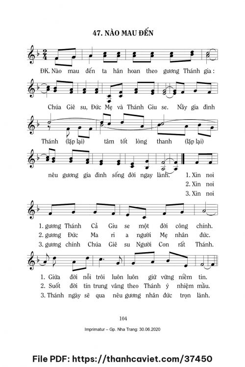 Nào mau đến [Lễ Thánh Gia ABC] – - Lm. Mi Trầm - trang 1