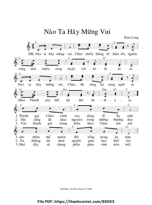 Nào ta hãy mừng vui - Lm. Kim Long - trang 1