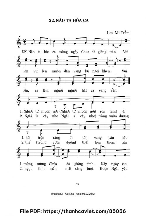 Nào ta hòa ca - Lm. Mi Trầm - trang 1