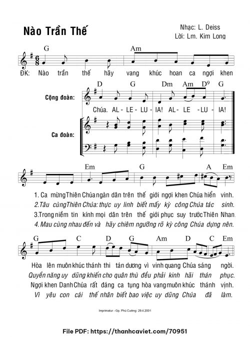 Nào trần thế - Lm. Kim Long (Nhạc Ngoại, lời Việt) - trang 1