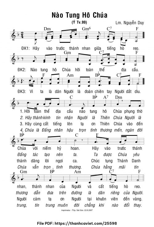 Nào tung hô Chúa - Lm. Nguyễn Duy - trang 1