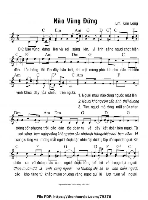Nào vùng đứng - Lm. Kim Long - trang 1