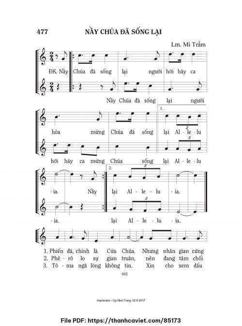 Nầy Chúa đã sống lại - Lm. Mi Trầm - trang 1
