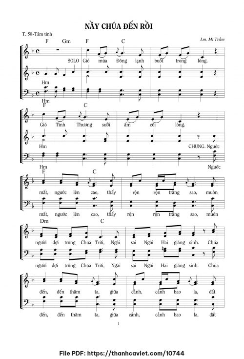 Nầy Chúa đến rồi - Lm. Mi Trầm - trang 1