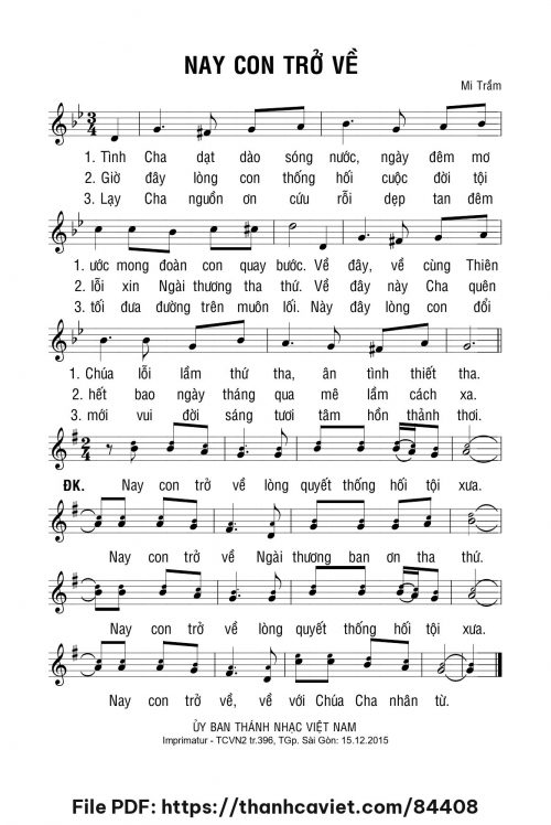 Nay con trở về - Lm. Mi Trầm - trang 1