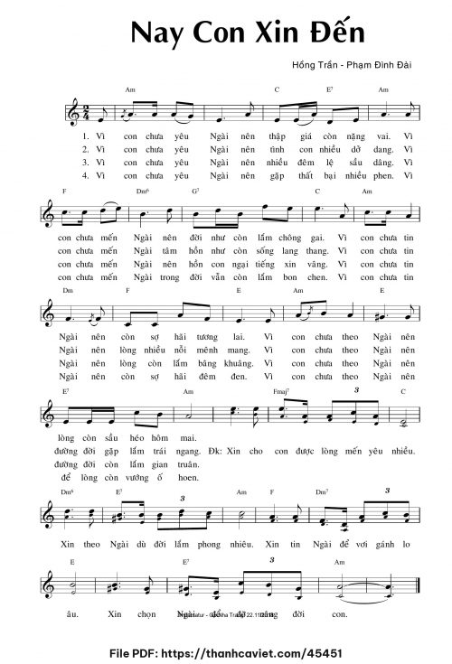 Nay con xin đến - Hồng Trần Phạm Đình Đài - trang 1