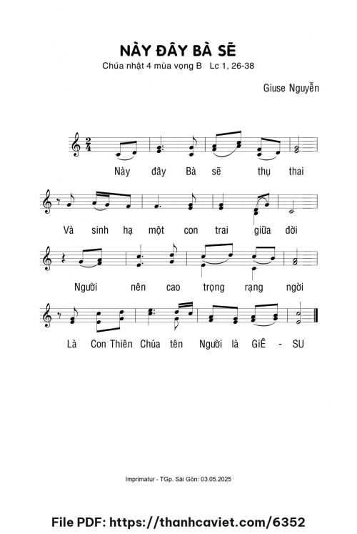 Này đây Bà sẽ - Giuse Nguyễn - trang 1