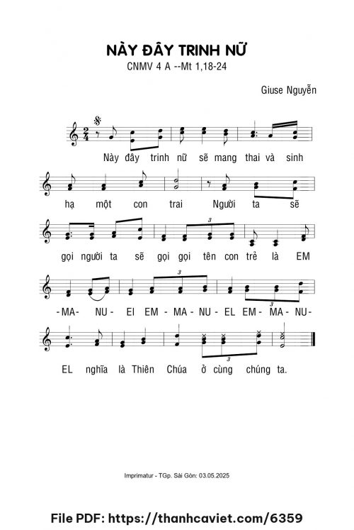 Này đây Trinh Nữ - Giuse Nguyễn - trang 1