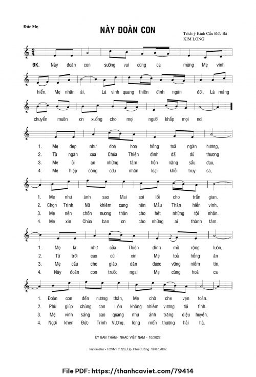 Này đoàn con - Lm. Kim Long - trang 1