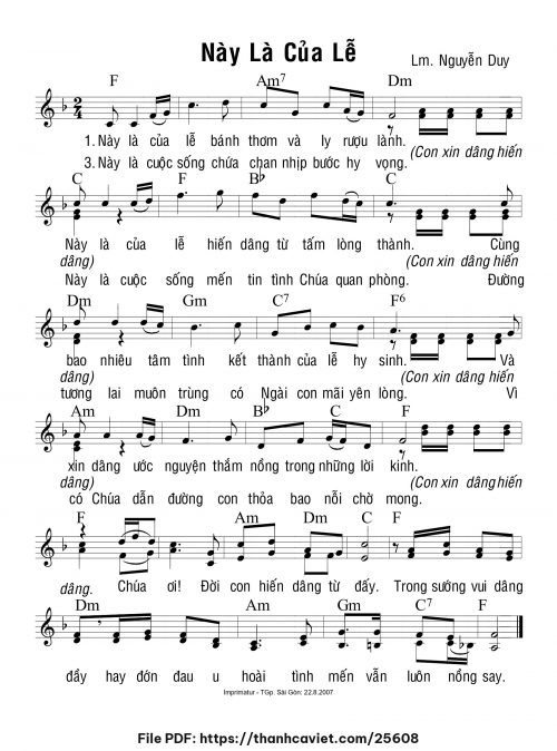 Này là của lễ - Lm. Nguyễn Duy - trang 1