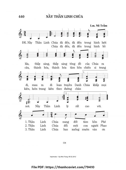 Này Thần Linh Chúa - Lm. Mi Trầm - trang 1